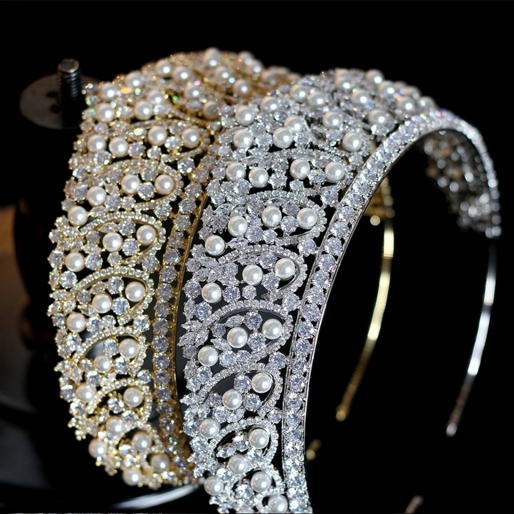 Swarovski crystals and peal crown tiara